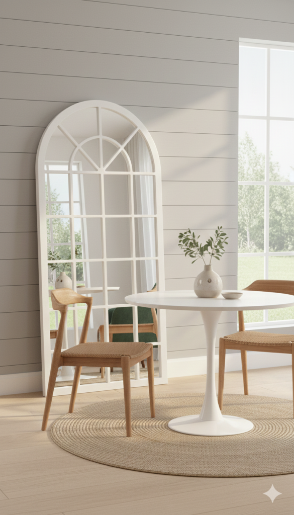 White Arch Panel Mirror
