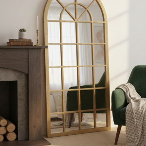 Old Gold Arch Panel Mirror